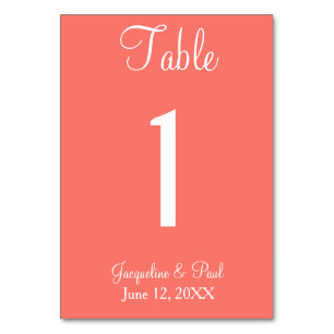 Coral Wedding Table No. Cards