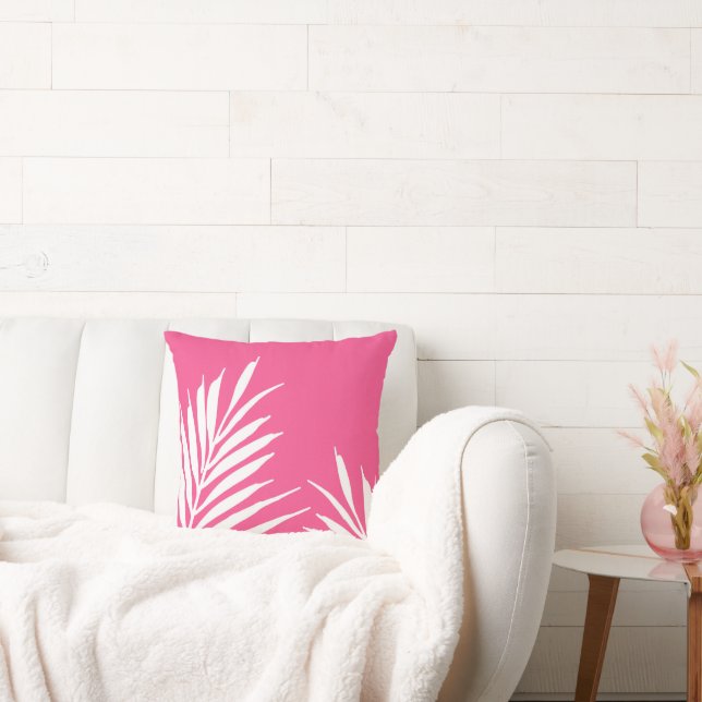 Coral White Acrylic Palm Leaves Cushion (Couch)
