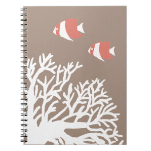 Coral White and Ivory Beige Tropical Angelfish Notebook