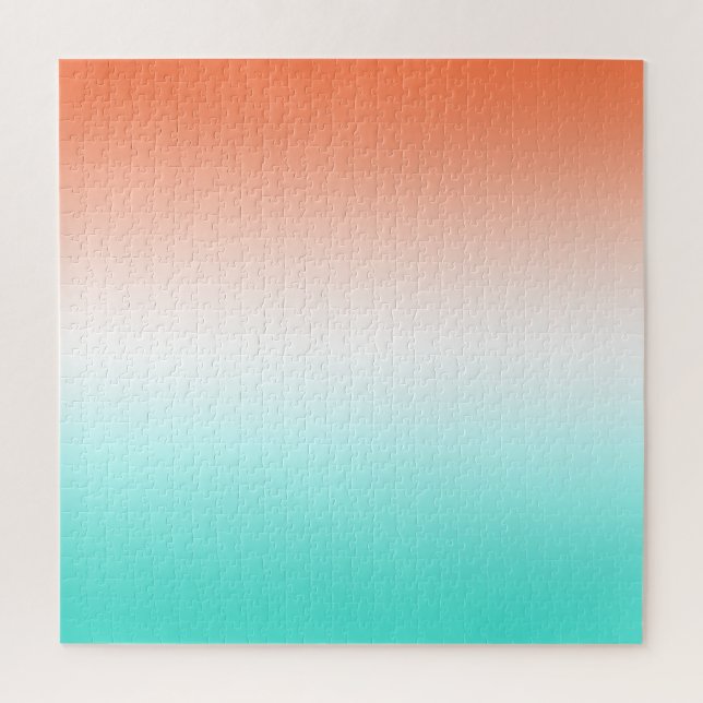 Coral White and Turquoise Gradient Jigsaw Puzzle (Vertical)