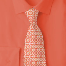 Coral & White Diamond Pattern