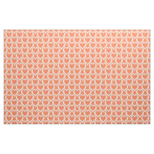 Coral White Hearts Pattern Fabric