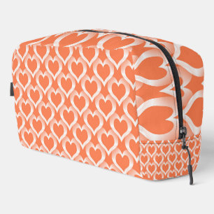 Coral White Hearts Pattern Toiletry Bag