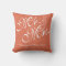 Coral White Linen Mr. and Mrs. Wedding Pillow