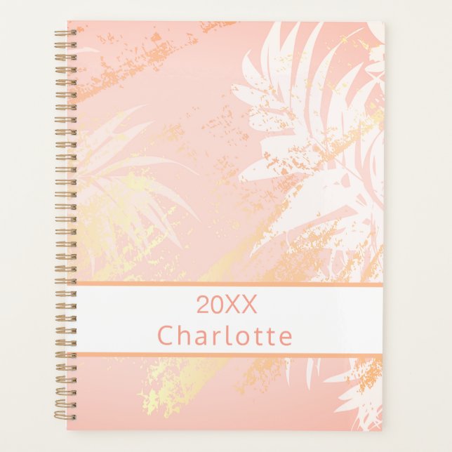 Coral white palm tree 2026 planner (Front)
