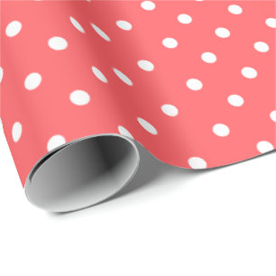 Coral   White Polka Dot Wrapping Paper