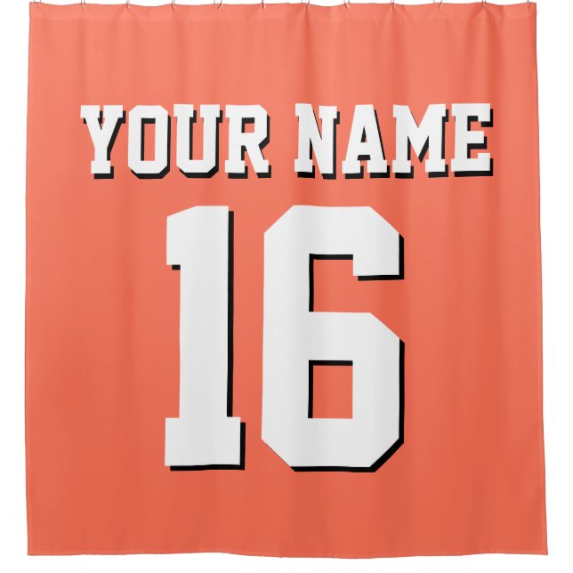 Coral White Sports Jersey Team Jersey Shower Curtain (Front)