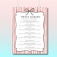 Coral White Stripe Vintage Bow Price List