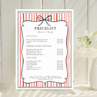 Coral White Stripe Vintage Bow Price List