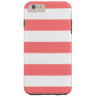 Coral White Stripes Pattern Girly