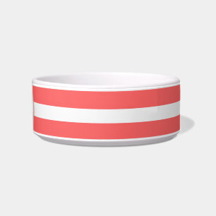 Coral   White Stripes Pattern Monogram Bowl