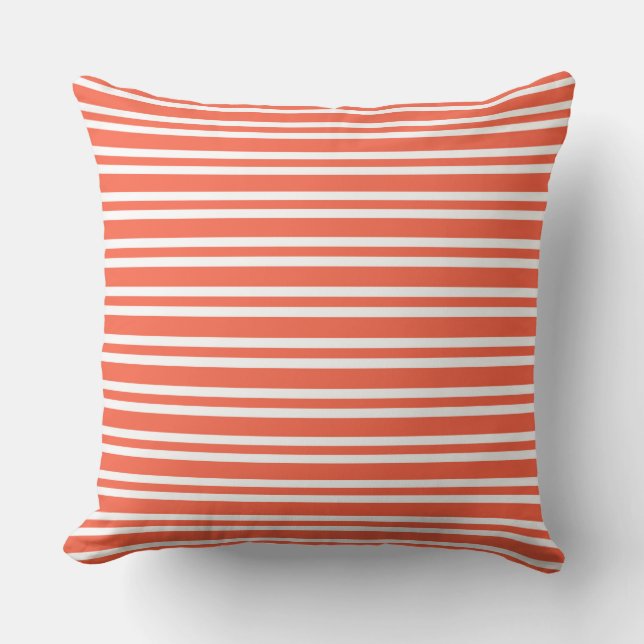 Coral White Stripes Seamless Pattern Cushion (Front)