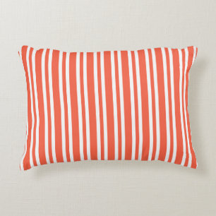 Coral White Stripes Seamless Pattern Decorative Cushion