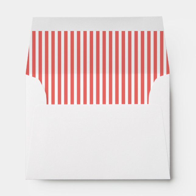 Coral White Vertical Stripe Lined Envelopes (Back (Bottom))