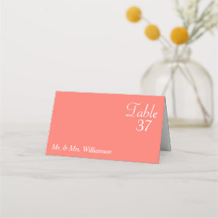 Coral White Wedding  Place Card