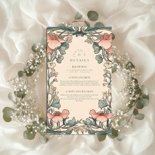 Coral Wildflower Frame wedding Enclosure Card