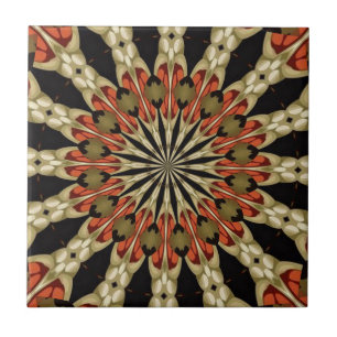 Coral With Coffee and Cream Mandala Tile