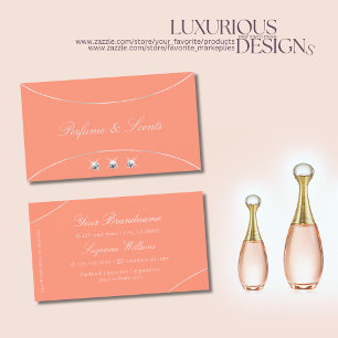 Coral with Pearl Silver Border Sparkling Jewels Business Card