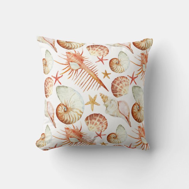 Coral With Shells And Crabs Pattern Cushion (Front)