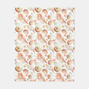 Coral With Shells And Crabs Pattern Fleece Blanket