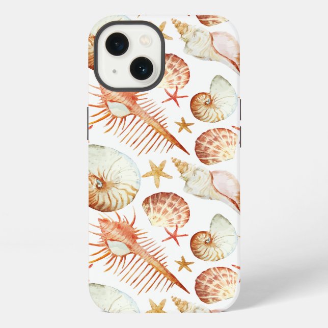 Coral With Shells And Crabs Pattern iPhone Case (Back)