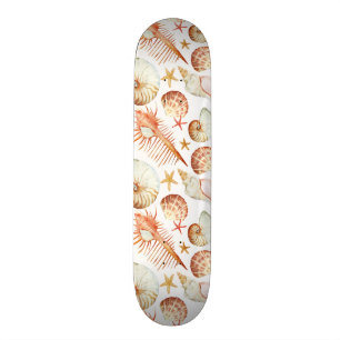 Coral With Shells And Crabs Pattern Skateboard