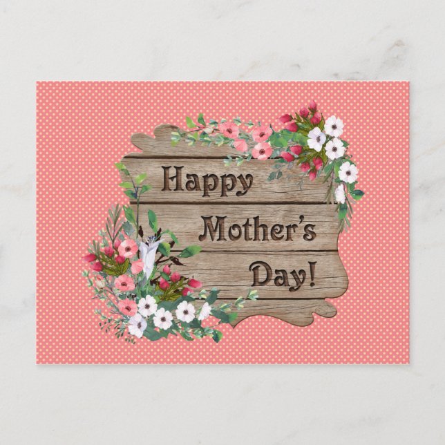 Coral with White Dots | Mother's Day Flowers Holiday Postcard (Front)