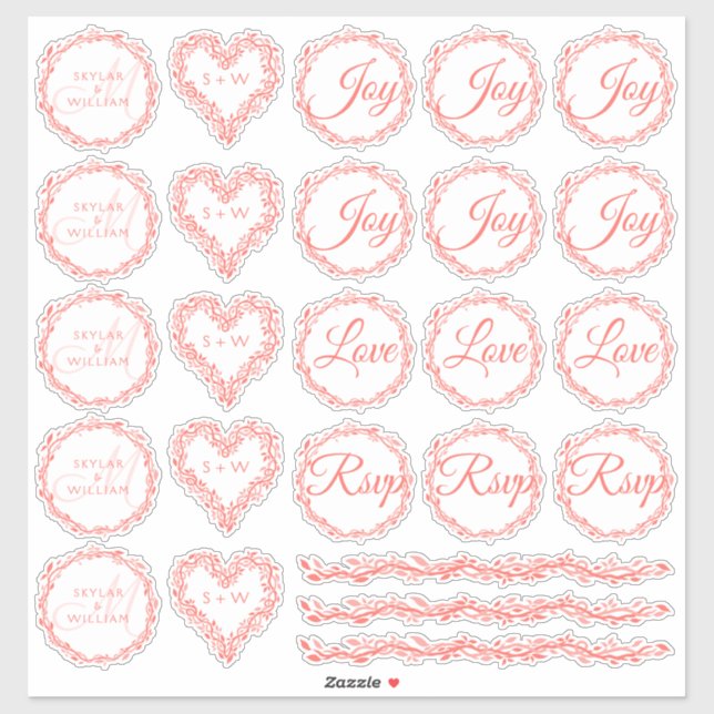 Coral Woodsy Wedding Assortment 1 Die Cut Vinyl (Sheet)