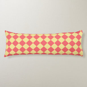 Coral Yellow Chequered Diamond Pattern Body Cushion
