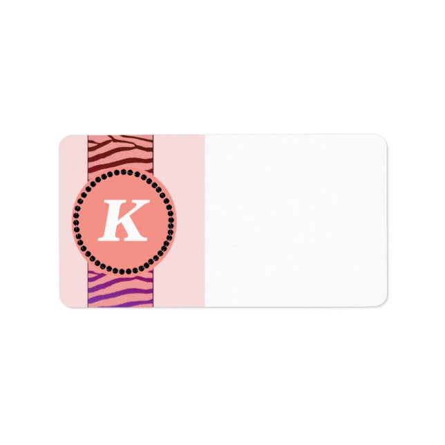 Coral Zebra Pattern Monogram Label (Front)