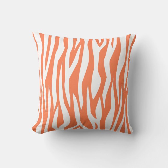 Coral Zebra Print Cushion (Front)
