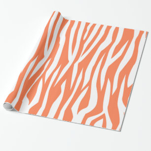 Coral Zebra Print Wrapping Paper