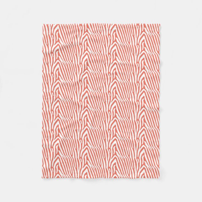 CORAL ZEBRA STRIPE FLEECE BLANKET (Front)