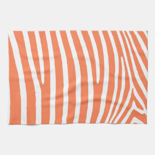 Coral Zebra Stripes Tea Towel