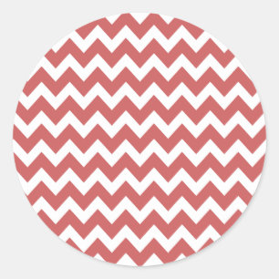 Coral Zigzag Chevron Stripes Classic Round Sticker
