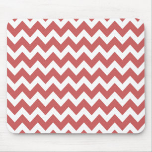 Coral Zigzag Chevron Stripes Mouse Mat