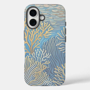 Corales Dorados de Océano Profundo iPhone 16 Case