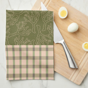Coralize and Plaid Kitchen Towels