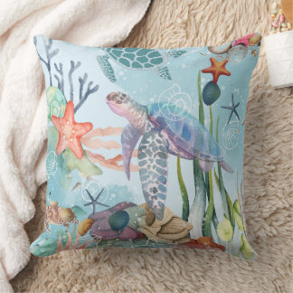 Corals, Turtles, Sea Life Cushion