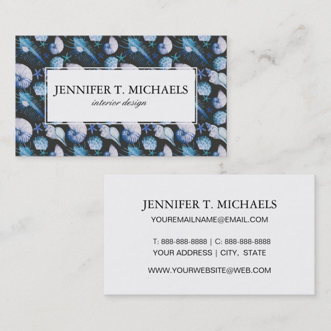 Corals With Shells Pattern Business Card (Front/Back)