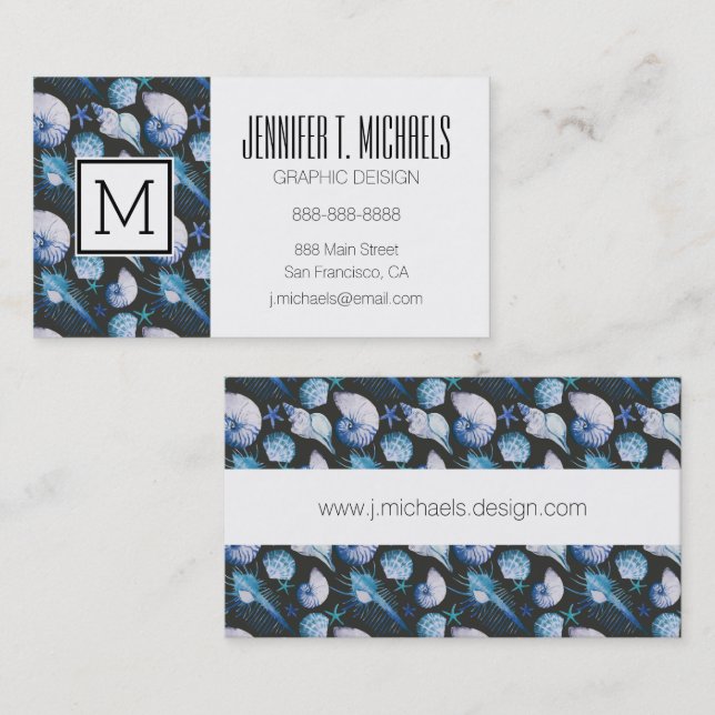 Corals With Shells Pattern Business Card (Front/Back)
