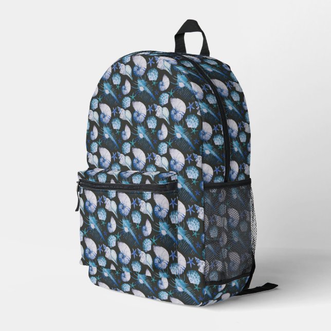 Corals With Shells Pattern Printed Backpack (Back Corner Right)