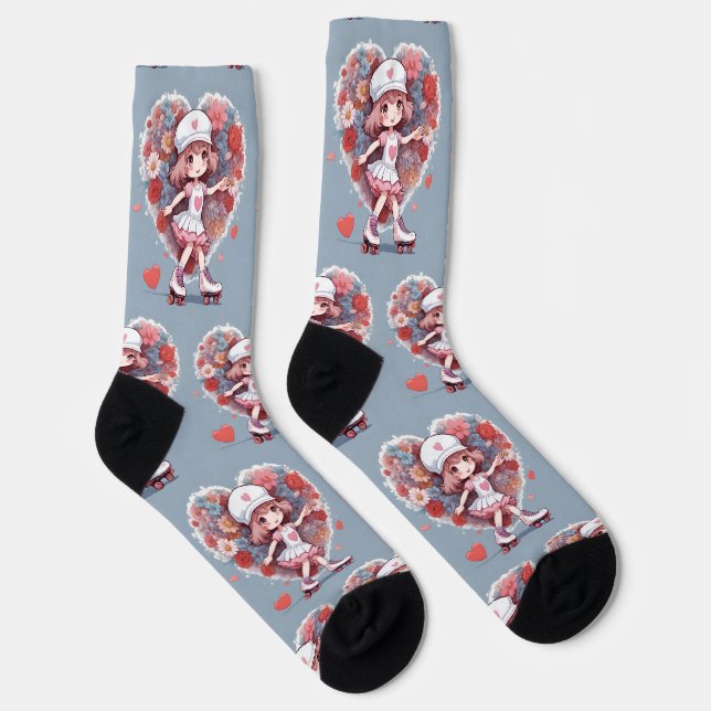 corazones pattern socks (Right)