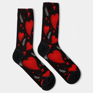 corazones pattern socks