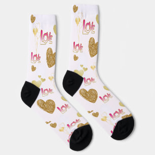 corazones pattern socks