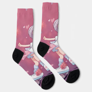 corazones pattern socks