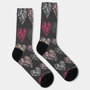 corazones pattern socks