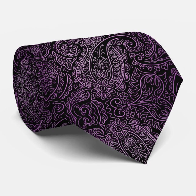 Corbata colour violeta con negro tie (Rolled)