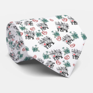 Corbata con la ciudad de nueva York con corazones Tie
