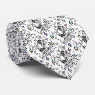 Corbata con teclas de piano y notas musicales tie